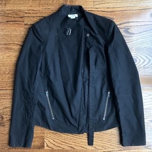 HELMUT LANG Cropped Asymmetrical Motorcycle Jacket